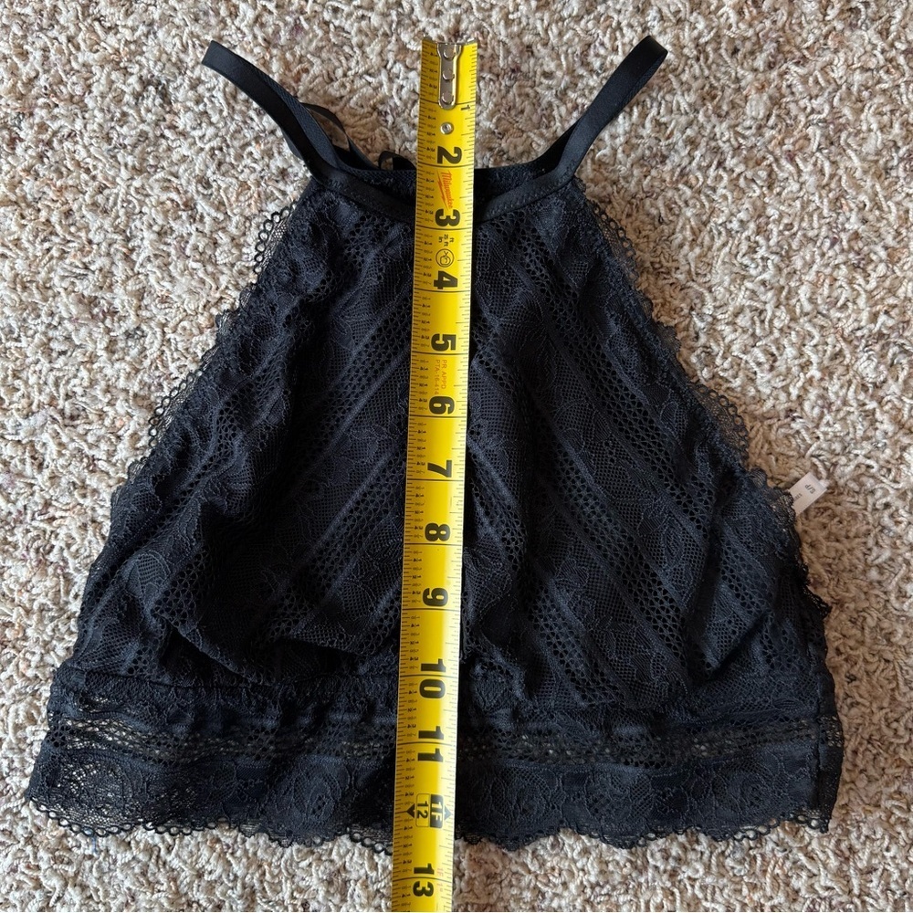 Aerie Black High Neck Lace Eyelet Racerback Bralette Small - Picture 11 of 12